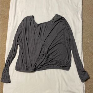 JoyLab Gray Wrap Blouse Relaxed Fit